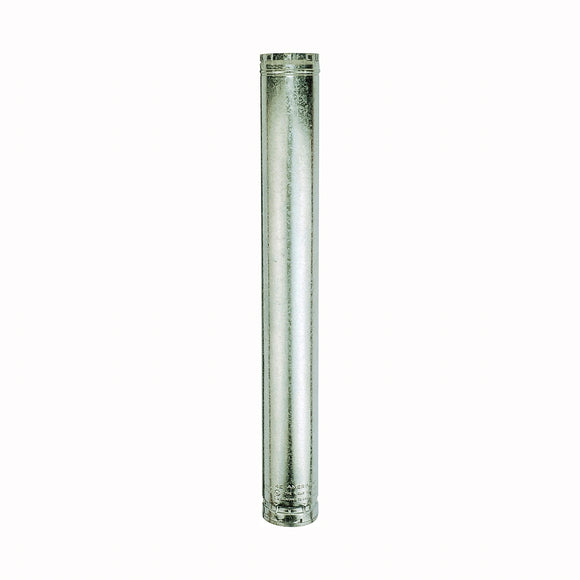 AmeriVent 4E3 Type B Gas Vent Pipe, 4-1/2 in OD, 3 ft L, 4 in W, Galvanized Steel