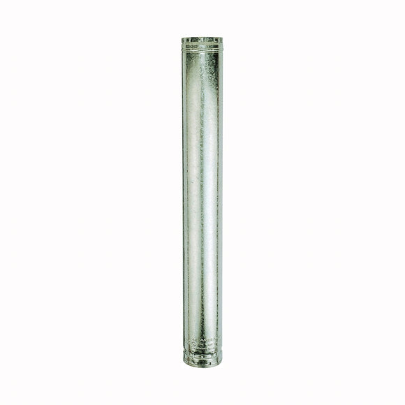 AmeriVent 4E18 Type B Gas Vent Pipe, 4 in OD, 18 in L, Aluminum/Galvanized Steel