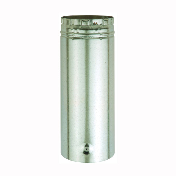 AmeriVent 4E12A Type B Gas Vent Pipe, 4 in OD, 12 in L, Galvanized Steel