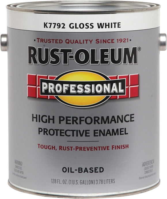 Professional K7792402 Enamel Paint, Gloss Sheen, White, 1 gal, Can, 265 to 440 sq-ft/gal Coverage Area