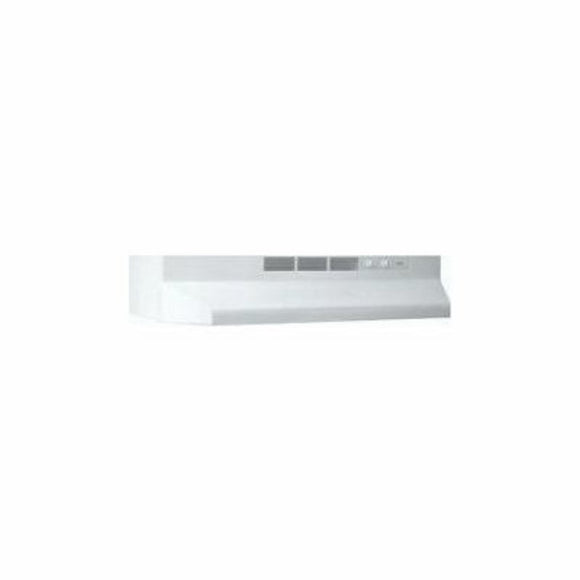 Broan 412401 Under Cabinet Range Hood, 2 Fan, Non-Ducted Vent, 24 in W, 17-1/2 in D, 6 in H, Steel, White, ADA Compliant