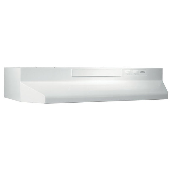 Broan F403611 Range Hood, 160 cfm, 2 Fan, Duct Vent, 36 in W, 17-1/2 in D, 6 in H, White, ADA Compliant