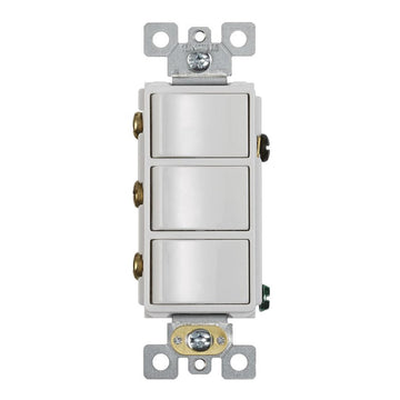 Broan P3RW Three-Rocker Switch, 15 A, 120 VAC, White