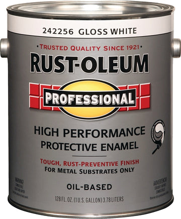 Professional 242256 Enamel Paint, Oil Base, Gloss Sheen, White, 1 gal, Can, 255 to 435 sq-ft/gal Coverage Area