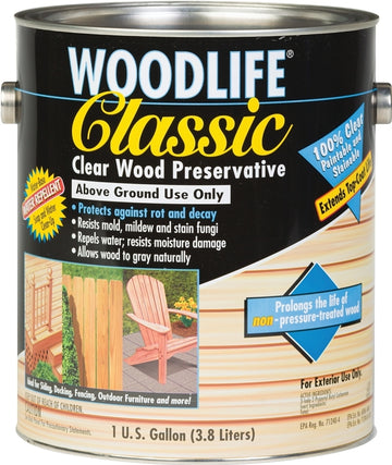 WOODLIFE 00903 Wood Preservative, Clear, Liquid, 1 gal, Can