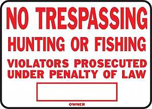 SIGN LEGAL NO TRESPASSING ALUM