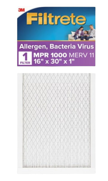 Filtrete 2027DC-4 Air Filter, 30 in L, 16 in W, 12 MERV, 1500 MPR, For: Air Conditioner, Furnace and HVAC System
