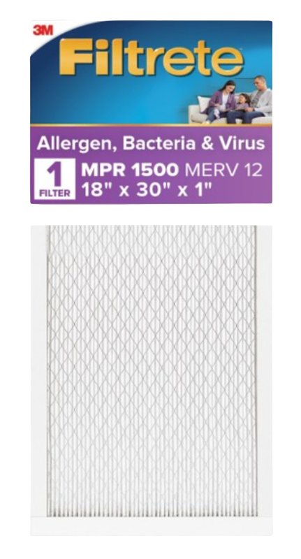 Filtrete 2028DC-4 Air Filter, 18 in L, 30 in W, 12 MERV, 1500 MPR