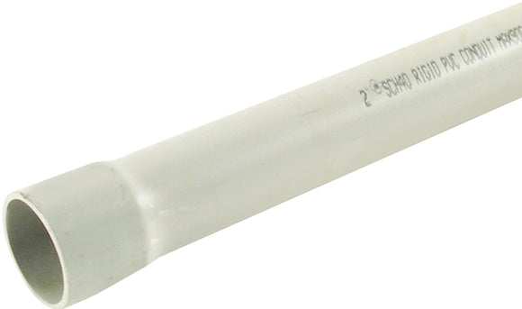 JM Eagle 67496 Rigid Conduit, 2 in, 10 ft L, SCH 40, PVC, Gray