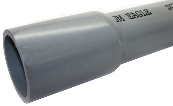 JM Eagle 67561 Rigid Conduit, 2 in, 10 ft L, SCH 80, PVC, Gray