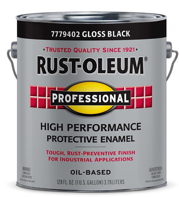Professional 7779402 Enamel Paint, Oil Base, Gloss Sheen, Black, 1 gal, Can, 230 to 390 sq-ft/gal Coverage Area