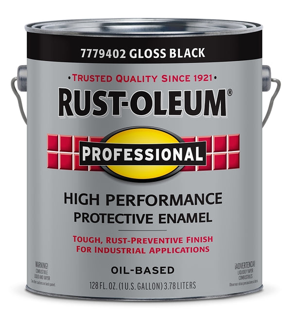 Professional 7779402 Enamel Paint, Oil Base, Gloss Sheen, Black, 1 gal, Can, 230 to 390 sq-ft/gal Coverage Area