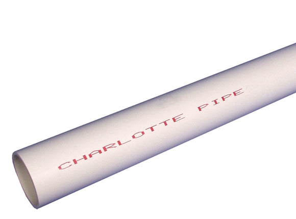 Charlotte Pipe PVC 4010 1000H Pipe, 1 in, 5 ft L, SCH 40 Schedule, PVC, White