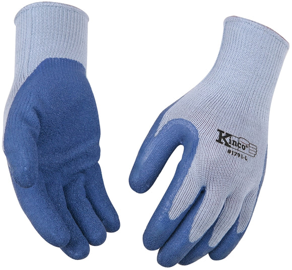Kinco 1791-L Coated Gloves, Men's, L, 7 to 8 in L, Knit Wrist Cuff, Latex Coating, Latex/Polyester, Blue/Gray