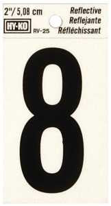 NUMBER HOUSE 8 2IN REFL BLK   