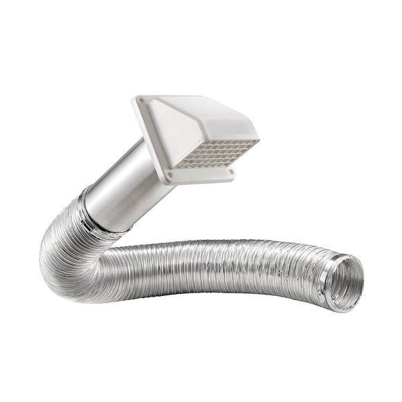 Lambro 1375W-R Wall Hood Vent Kit, Plastic, White, Includes: (2) 4 in Metal Worm Gear Clamps