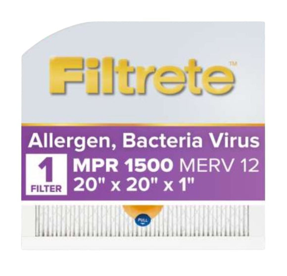 Filtrete S-2002-4 Air Filter, 20 in L, 20 in W, 12 MERV, 1500 MPR