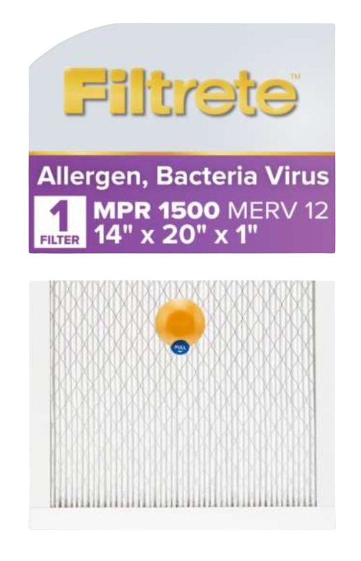 Filtrete S-2005-4 Air Filter, 20 in L, 14 in W, 12 MERV, 1500 MPR
