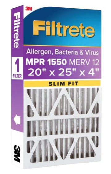 Filtrete NDP03-4S-4 Air Filter, Electrostatic, 4 in Thick, 25 in L, 20 in W, 12 MERV, 1550 MPR, 1/PK