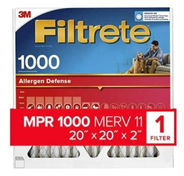 Filtrete Allergen Defense Series NADP02-2IN-4 Air Filter, 20 in L, 20 in W, 11 MERV, 1000 MPR, Polypropylene Frame
