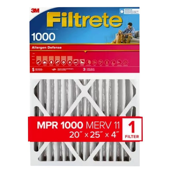 Filtrete NADP03-4IN-4 Air Filter, Slim Fit, 4 in Thick, 25 in L, 20 in W, 11 MERV, 1000 MPR, 4/PK