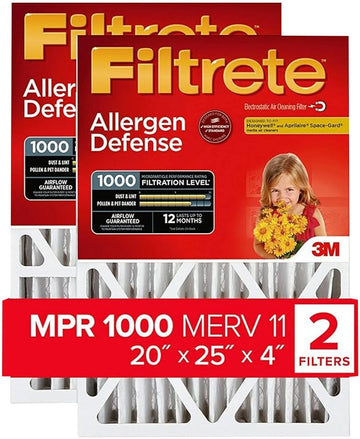 Filtrete NADP03-2PK-2 Air Filter, 25 in L, 20 in W, 11 MERV, 1000 MPR, Cardboard Frame