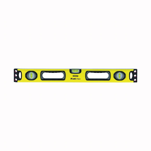 STANLEY 43-524 Box Beam Level, 24 in L, 3-Vial, 2-Hang Hole, Non-Magnetic, Aluminum, Yellow