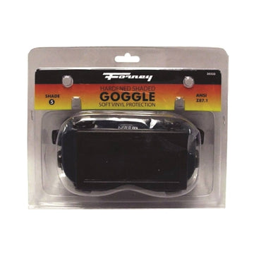Forney 55301 Welding Goggles, 4-1/4 in L x 2 in W Lens, Glass Lens, Clear Lens, Plastic Frame, #5 Lens