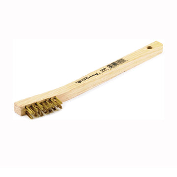 Forney 70490 Scratch Brush, Brass Bristle, 0.006 in L Trim, Wood Handle, 7-3/4 in L Handle
