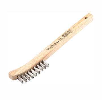 Forney 70503 Scratch Brush, Stainless Steel Bristle, 0.006 in L Trim, Wood Handle, Curved Handle