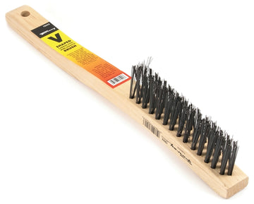 Forney 70522 Scratch Brush, 1-1/4 in W Brush, Carbon Steel Bristle, 0.014 in L Trim, Wood Handle