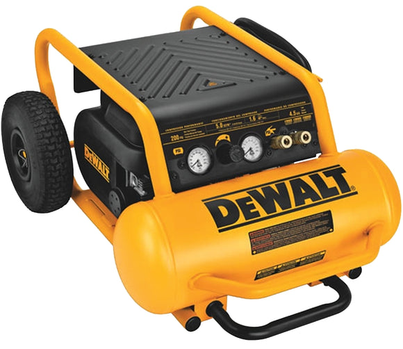 DEWALT D55146 Portable Air Compressor, Electric, 4.5 gal Tank, 1.6 hp, 120 V, 225 psi Pressure, 1-Stage, 6.5 cfm Air