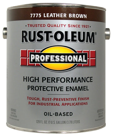 Professional 7775402 Enamel Paint, Oil Base, Gloss Sheen, Leather Brown, 1 gal, Can, 230 to 390 sq-ft/gal Coverage Area