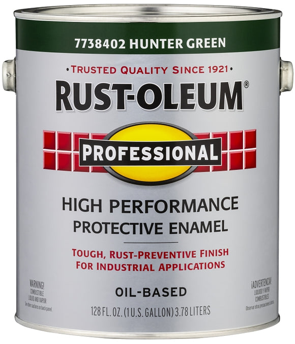 Professional 7738402 Enamel Paint, Oil Base, Gloss Sheen, Hunter Green, 1 gal, Can, 230 to 390 sq-ft/gal Coverage Area