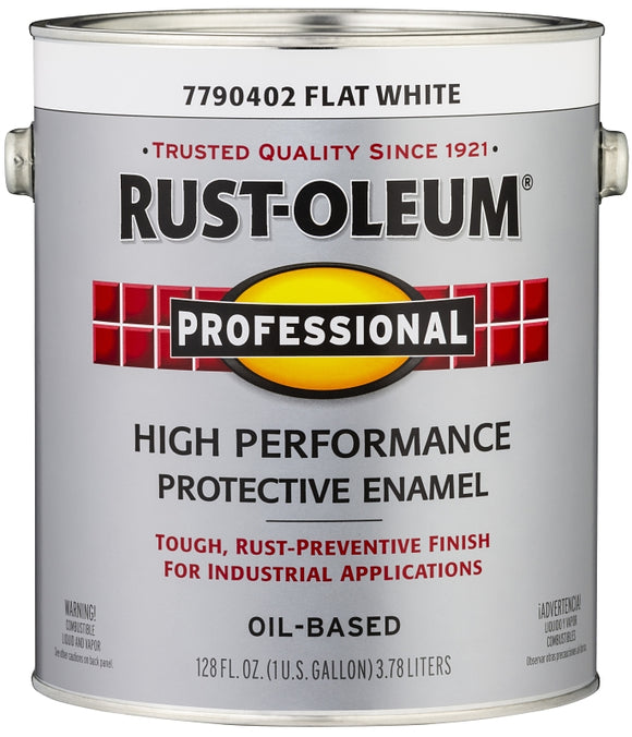 Professional 7790402 Enamel Paint, Oil Base, Flat Sheen, White, 1 gal, Can, 230 to 390 sq-ft/gal Coverage Area