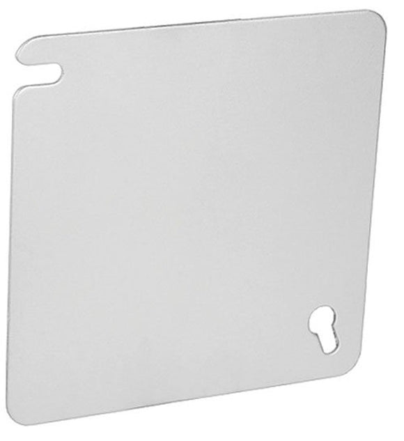 Southwire® 52C1-UPC Flat Blank Cover, 4 in W, Square, Steel, Silver, Zinc-Plated