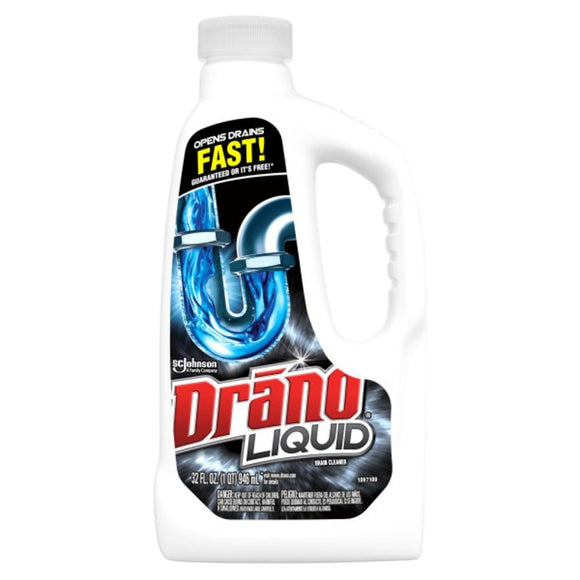 Drano 116 Clog Remover, Liquid, Natural, Bleach, 32 oz Bottle