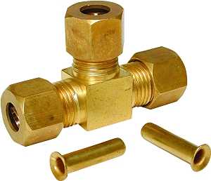 TEE COMPRESSION 1/4IN BRS     
