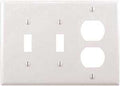 WALL PLT 3G RECPT/2TGL MID WHT