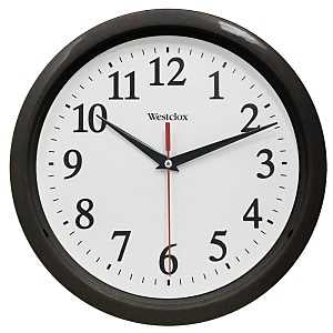 CLOCK WALL RND PLSTC BLK 10IN 