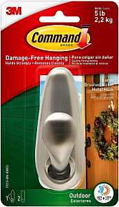 METAL HOOK BRSHD NICKEL LARGE 