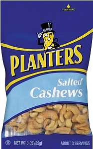 SALTED CASHEWS PLANTERS 3OZ   