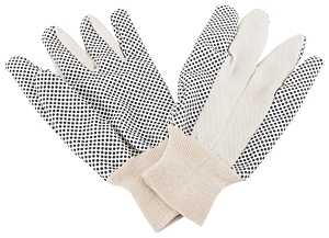 GLOVE COTTON BLACK PVC DOTTED 