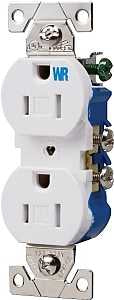 RECPT DUPLEX TR/WR 3W 15A WHT 
