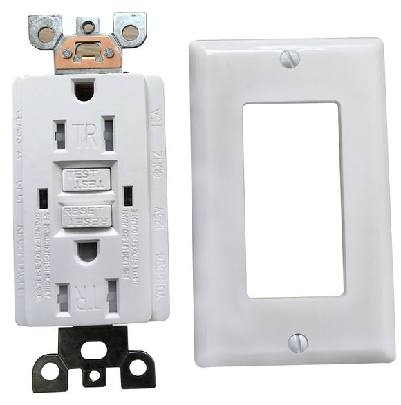 Genmax TR15WST GFCI Tamper Resistant Self-Test Receptacle, 15 A, White