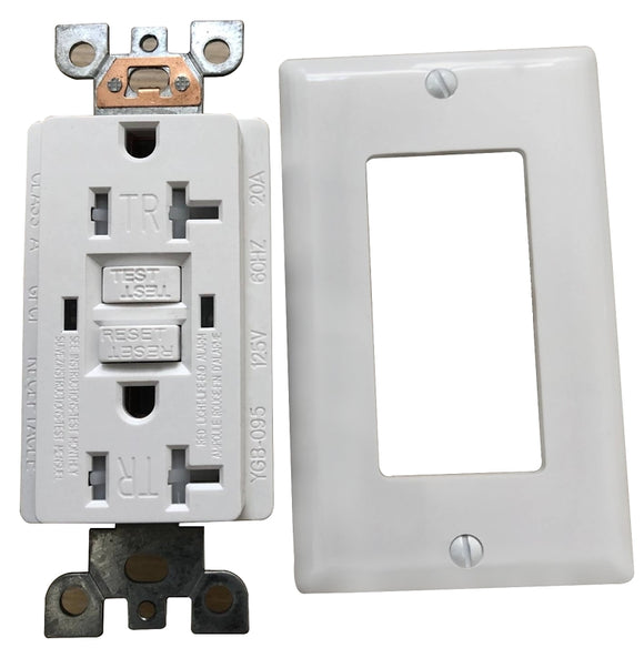 Genmax TR20WST GFCI Tamper Resistant Self-Test Receptacle, 20 A, White