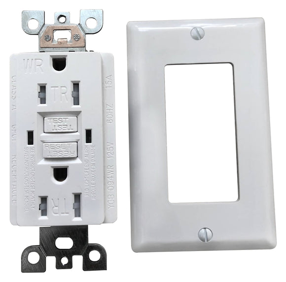 Genmax TRWR15WST GFCI Tamper & Weather Resistant Self-Test Receptacle, 15 A, White