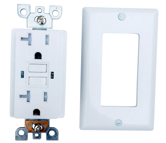 Genmax TRWR20WST GFCI Tamper & Weather Resistant Self-Test Receptacle, 20 A, White