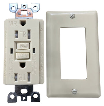 Genmax TRWR15VST GFCI Tamper & Weather Resistant Self-Test Receptacle, 15 A, Ivory