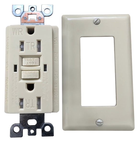 Genmax TRWR15VST GFCI Tamper & Weather Resistant Self-Test Receptacle, 15 A, Ivory